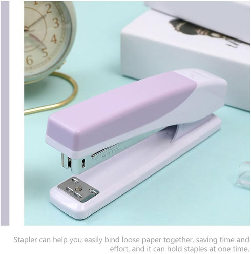 LUOZZY Large Capacity Desktop Stapler, Labor-Saving Stapler for Office Desk Accessories, Reduced Effort Stapler, Purple