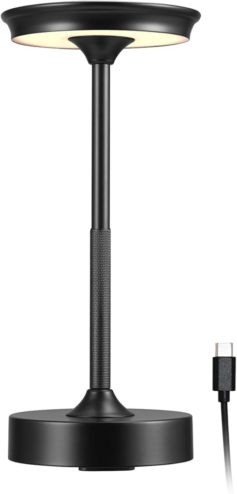 Globe Electric 60000176 10.5" 2W Led Integrated Outdoor Table Lamp, Black, Rechargeable