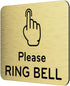 Please Ring Bell Sign - Adhesive Door Bell Sticker or Notice, SILVER/GOLD/BLACK with Universal Icon Symbol (Size 11cm x
