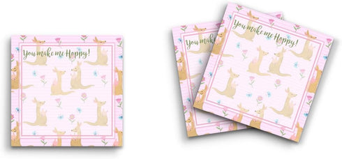 Butler in the Home Sticky Notes, 12 Pack, 3"x3", 50 Sheets Per Pad, You Make My Hoppy Kangaroo Memo Pads