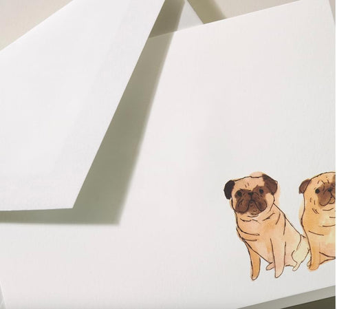 Set 10 Pugs Dog Note Cards by Crane & Co. -