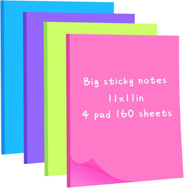 Harloon Big Sticky Notes 11 x 11 Inch Jumbo Memo Post Stickies, 40 Sheets/Pad for Office & School (Dark Color Series)