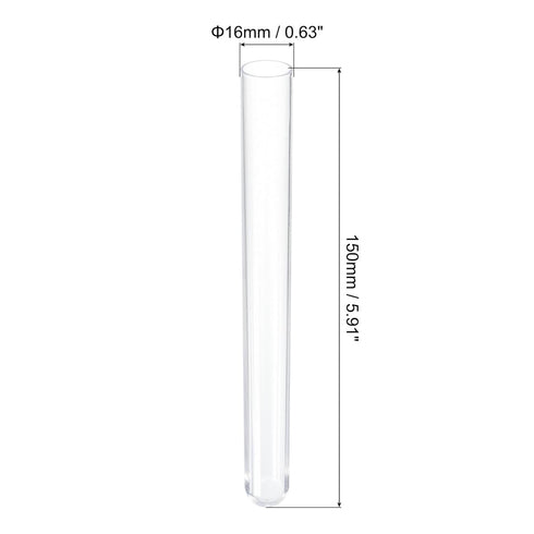 PATIKIL 15ml Plastic Test Tubes with Cork Stoppers, 5Pcs 150x16mm Tubes for Scientific Party Decoration Candy Bead Storage Bath Salt Lab Use, Clear