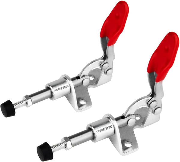 POWERTEC 2PK Toggle Clamp, 100lbs Capacity, 301A Quick Release Push Pull Clamp for Woodworking Jigs
