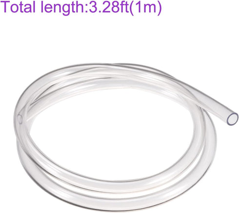 DMiotech 8mm ID 10mm OD Clear PVC Tube, Flexible Transparent Hose for Water, Air, Oil Tube, 3.28ft Length