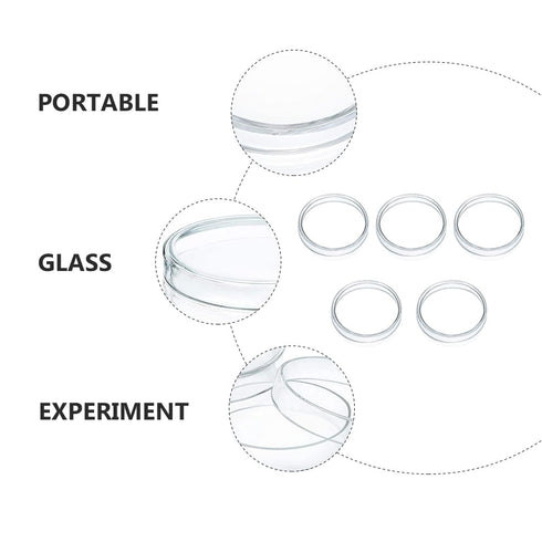 5Pcs Glass Petri Dishes, High Borosilicate Glass Cell Culture Dishes, Lab Supplies 60mm