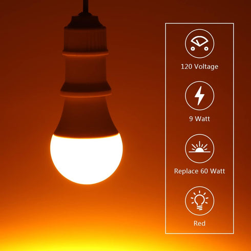 LED amber light Bulbs, A19 9W(60W Equivalent) 1800K E26 A19 Amber Soft Light Bulbs Warm Light Bulbs for Bedroom, Healthy Sleep, Baby Nursery Light, Turtle Friendly Light Bulbs 2 Pack by KINUR
