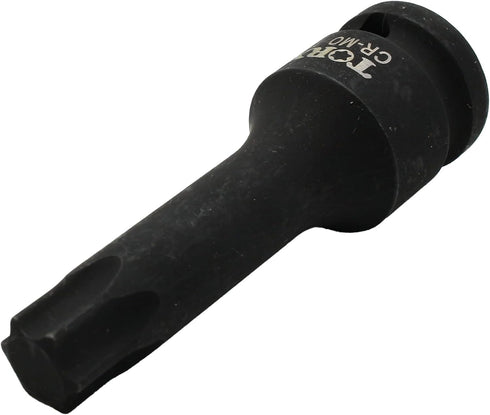 T60 3 Inch Long Torx Star 6 Point Black Impact Bit Socket Auto Repair Tool, 1/2 Inch Square Drive