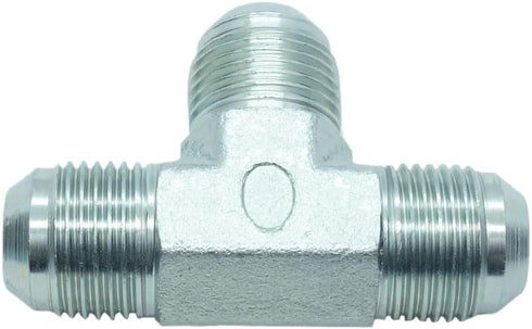1 Piece Hydraulic 5/8" JIC (7/8"-14) 37° Flare Union Tee, JIC Male x JIC Male x JIC Male T Adapter Steel Plated