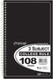 Top Flight Standards 3-Subject Wirebound Notebook, 108 Sheets, College Rule, 9.5 x 6 Inches, Cover Color May Vary
