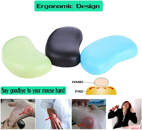 Ergonomic Memory Foam Wrist Pad Anti-Skid Mouse Pad Mousepad Support Wrist Rest Mat Office Healthy for PC Computer Laptop Desktop (Deep Black)