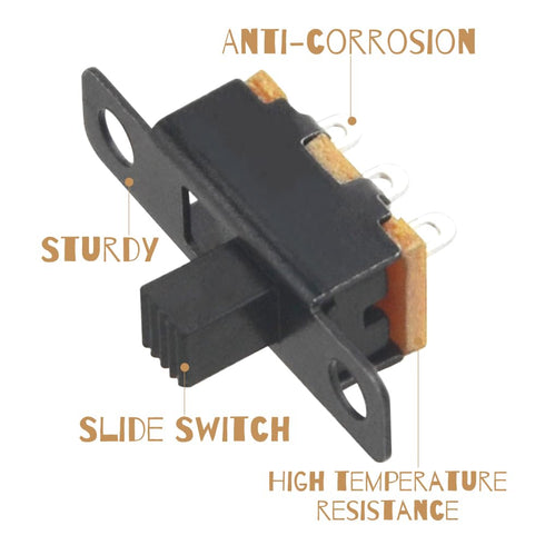 WMYCONGCONG 100 PCS 0.5A 50V DC 3 Pin On/Off Slide Switch - Micro Miniature Panel Mount