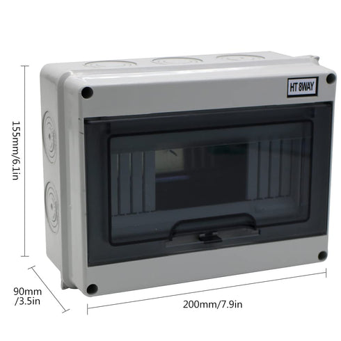 Distribution Protection Box with DIN Rail IP65 ABS Transparent Clear Cover Power mcb Distribution Box for Circuit Breaker Indoor on The Wall 8 Way