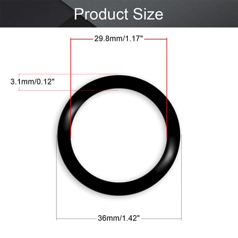 10pcs Nitrile Rubber O-Rings, 3.1mm Wire Dia 29.8mm Inner Dia 36mm OD Metric Sealing Nitrile NBR Rubber Washers for Oil or Air Sealing, Professional Plumbing, Car Repair, Air or Gas Connections Black