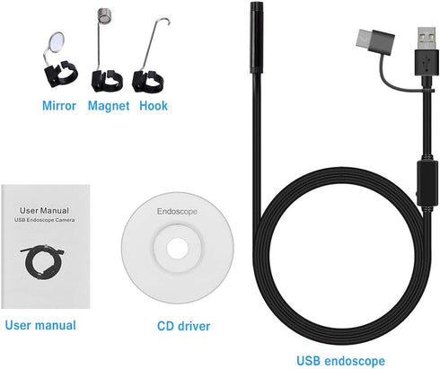 Ihong Endoscope, Android OTG 1.5M Waterproof Snake HD Video Borescope with USB Type-C, 6 LED Lights Security Cable