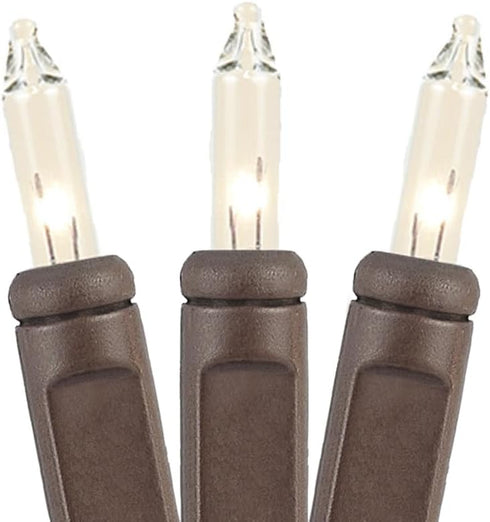 5 10 Bulb 4" Bulb 24" Novelty Lights feet Clear Mini Light String on Brown Wire, Non-Connectable Incandescent Fairy