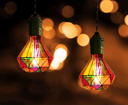 Dimmable Stained Glass LED Light Bulb, Diamond Shape, E26 Base, 6 Watts, for Home Party Decoration