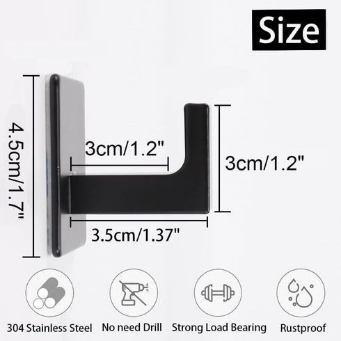 Bath Towel Hook, 10 Pack Self Adhesive Square Coat Hooks, Heavy Duty Wall Hooks for Bathroom Bedroom Kitchen