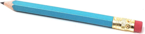 Half Pencils with Eraser - Light Turquoise, 2 Pencil, Golf, Classroom, Mini, Hexagon, Sharpened, Non Toxic - Box of 48