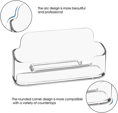 vrupin 4 Pack Business Card Holder for Desk,Clear Acrylic Business Card Holder Display for Men, Business Card Display Business Card Stand for Exhibition, Home & Office