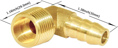 Joywayus Brass Hose Fitting, 90 Degree Elbow, 3/8" Barb x 3/8" NPT Male Pipe, Water/Fuel/Air (Pack of 2)