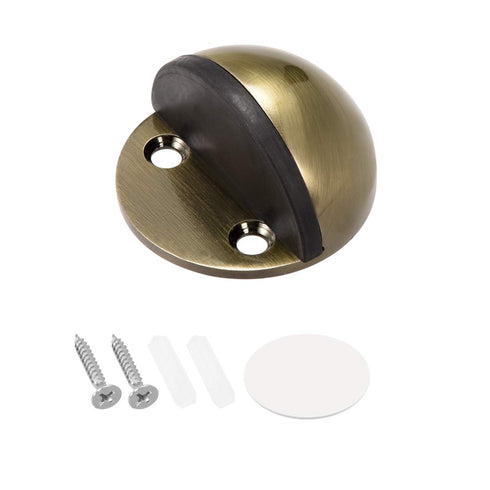 uxcell Stainless Steel Floor Door Stopper with Rubber Bumper, Adhesive/Screw Mounted Brass Tone