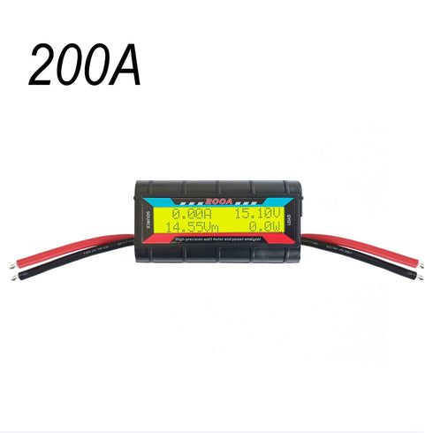 200A RC Watt Meter, High Precision Power Analyzer, DC 0-60V Volt Amp Watt Checker with Digital Yellow LCD Screen