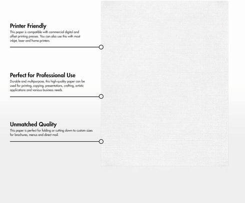 LUXPaper 8.5" x 11" Paper, Letter Size, White Linen, 80lb. Text, 50 Qty