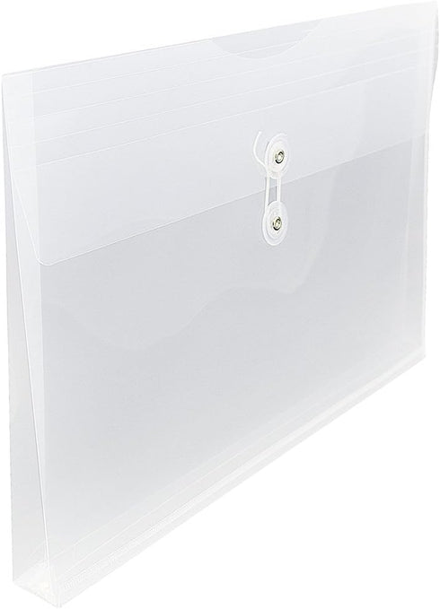 JAM PAPER Clear Plastic Envelopes with Button & String Tie Closure, Legal Booklet, 12/Pack