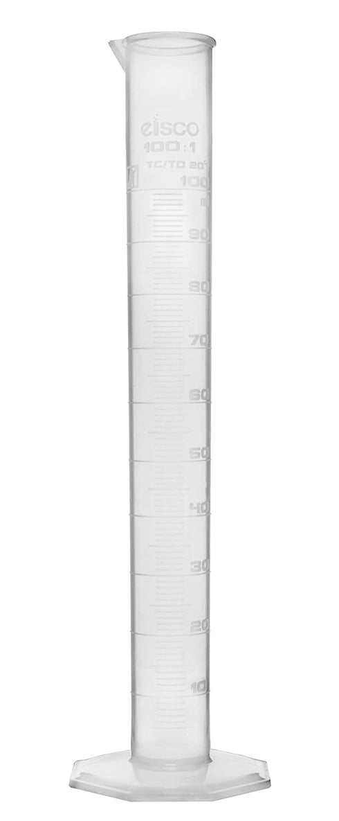 EISCO Plastic Graduated Cylinder, 100ml, Scientific Measuring Cylinder with Stable Base