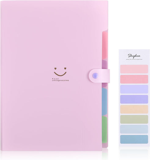 SKYDUE Expanding File Folder - 5 Pockets Cute Accordion Organizer, Letter Size Filing Folder, Portable Paper Receipt