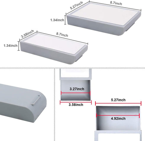 Desk Drawer Attachment 2 Pack - Hidden Pencil Organizer, Adhesive Pen Holder for Desktop Storage