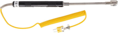 K Type Thermocouple Temperature Probe Heat Resistant Steel Sensor with Insulated Handle (Straight Shank)