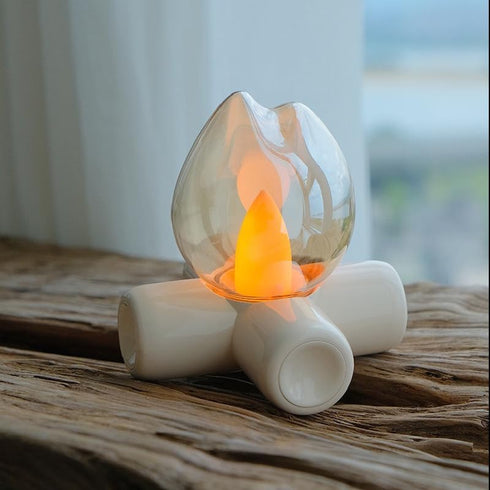 Jidofree Campfire Lamp, LED Flame Effect Table Lamp, Warm Atmosphere Night Light for Bedroom Bedside, Living Room, Bar