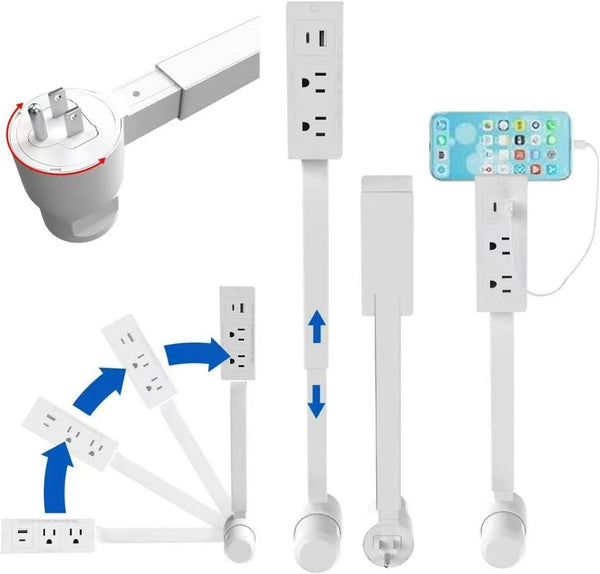 Generic Electrical Outlet Extender Features USB-C,USB-A,and 2 AC Electrical Outlet Extender Stick for