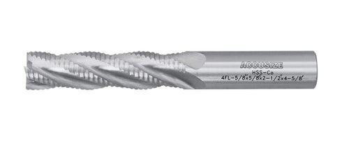 Accusize Industrial Tools 4 Flute M42 8% Cobalt Roughing End Mill, 5/8'' Diameter, 2-1/2'' Flute Length