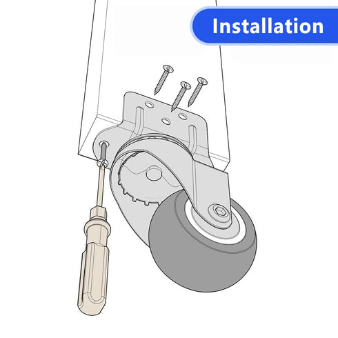 Heavy Duty Casters Set of 4 with Brake, L-Shape Side Mount TPR Plate Caster Wheels for Baby Bed, Carts, Kitchen