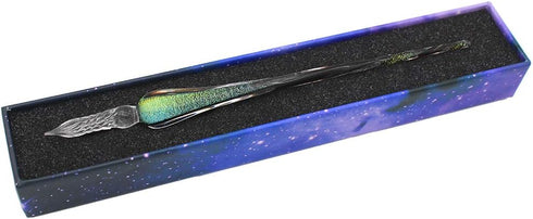 XIAOYU Vintage Handmade Glass Dip Pen, Starry Sky Crystal Dip Sign Pen, Gift Calligraphy Pen