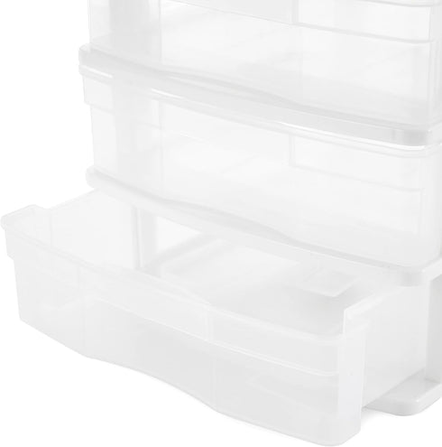 Gracious Living 3 Drawer Desktop Organizer, Craft Storage with Organization Lid for Office Supplies, White/Clear