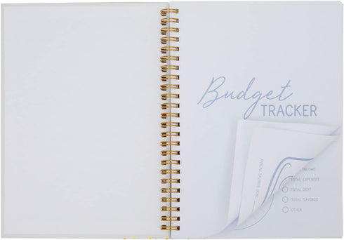 Paper Junkie Budget Tracker Notebook - 8.5 x 6 in Hardcover, Undated Format, Gold Foil Dots for Financial Planner