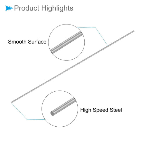 Round Steel Rod, 0.5mm Diameter 60mm Length, High Speed Steel Bar Stock Craft DIY Tool, 5-Pieces