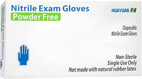 Circlecare Powder-Free Nitrile Disposable Exam Gloves, Industrial Medical, Latex Free, Pack of 100, Blue, Medium
