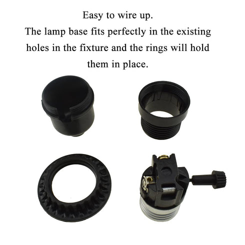 HAHIYO E26 Lamp Socket Bulb Holder Fixture Screw in Mount Light Socket Easy Wire Tighten Down, 2 Pieces