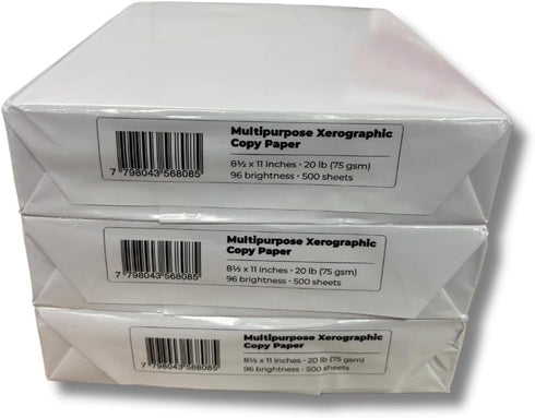Generic 8.5 11 Inches, 20 lb, 96 500 3 Multipurpose Xenographic Copy Paper, x Brightness, Sheets Per Ream, Reams