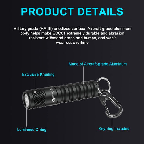 LUMINTOP EDC01 Keychain Flashlight, 120 Lumens Pocket EDC Flashlight, 36 Hours Long Lasting, IPX8 Waterproof