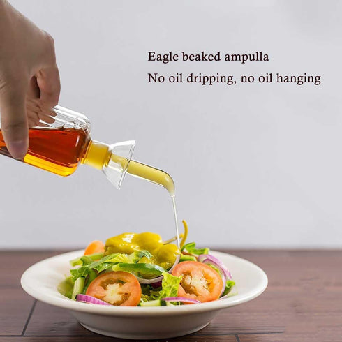LumaGrove BBQ(200ML) Oil and Vinegar Dispenser Glass, Borosilicate Glass Olive Oil Vinegar Dispenser with Pourers