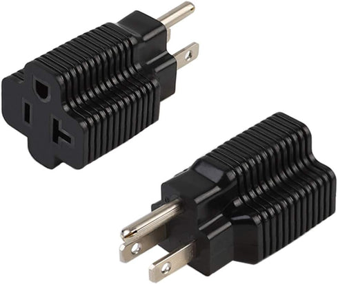 (2 Pack) Nema 15 Amp to 20 Amp Plug Adapter, ETL Listed NEMA 5-15P to 5-15/20R, 15 Amp Household Plug to 20 Amp T-Blade