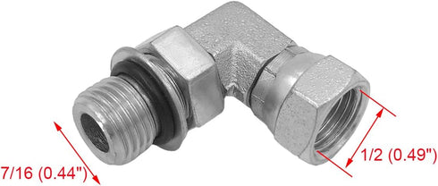 (2-PACK) 6901-04-04-NWO Hydraulic Hose Adapter Fitting 1/4"Male Adjustable Nut O-Ring Boss(7/16"-20UNF)×1/4"Female Swivel(1/4"-18NPSM)90° Elbow SAE Pipe Joints Tube Connector Carbon Steel by BEITERSTOE