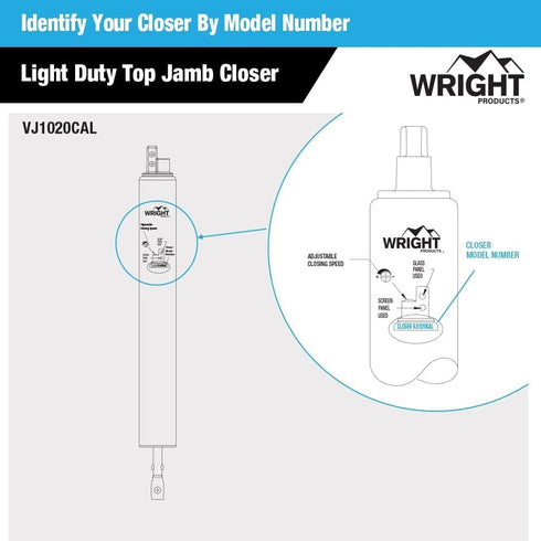 Wright Products VJ1020CAL Pneumatic Screen Door Closer for Wood or Metal Out Swinging Doors
