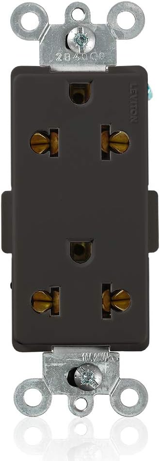 Leviton 5835-E Decora Plus Straight Blade and Europlug Receptacles, Commercial Specification Grade, 16 Amp, 250 Volt,